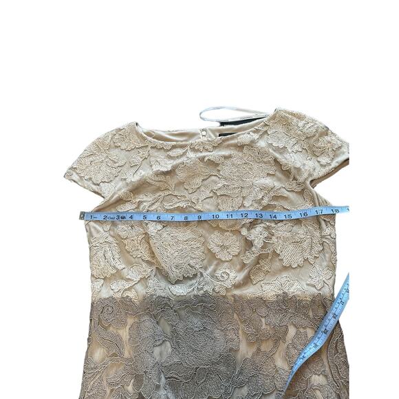 Tadashi Shoji Dress Ivory Latte Pumice Lace Tulle Nomi Formal Evening Size 12 - Picture 12 of 14